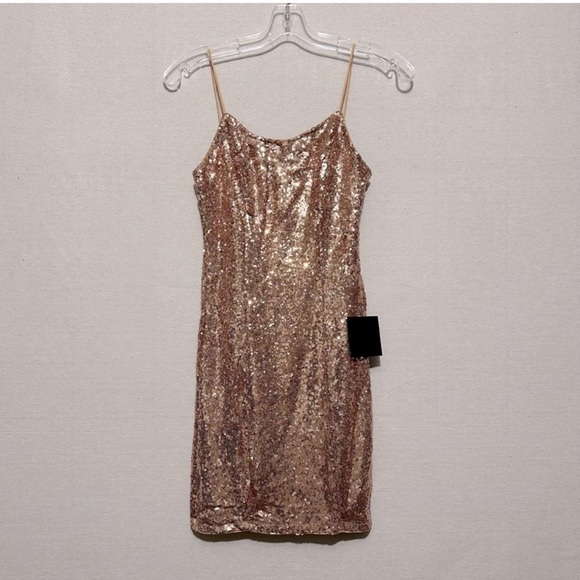Lulus Bring It Rose Gold Sequin Bodycon Mini Dress Sz Medium - Picture 2 of 7